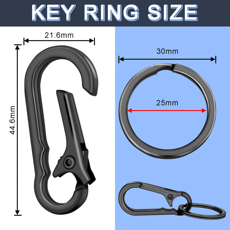 4Pack Small Keychain Rings, Metal Key Carabiner Clip, Mini EDC Key Ring Chain Holder Organizer for Purse Charm Hook, Car Keychain, Paracord Keychain Lanyard, Men and Women Key Fob (Gun Black) 4pcs Keyring Black
