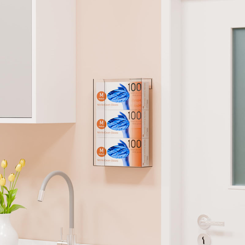 Cq acrylic Rubber Glove Holder for Wall Mount,Clear Disposable Glove Dispenser and Glove Box on Wall,Multipurpose Wall Floating Mask Dispenser and Medical Gloves Rack Storage,10.2”x16”x3.5” Pack of 1 Can hold 3 boxes