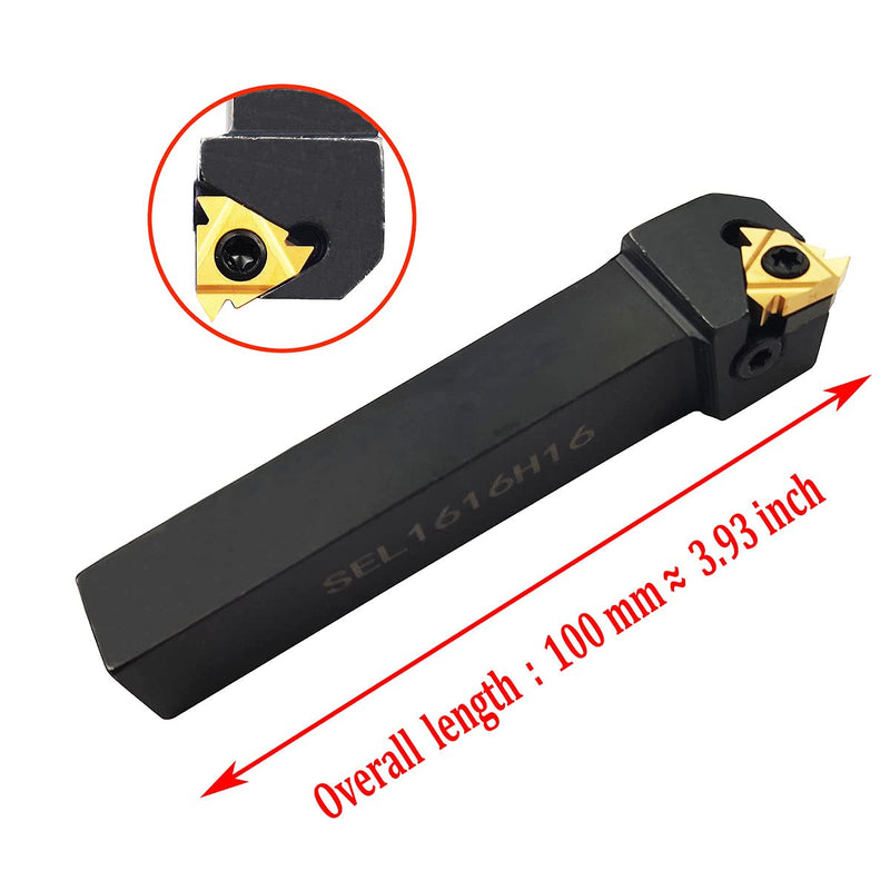 5/8" 2PCS CNC Lathe Carbide Indexable Threading Turning Tool Holder SER1616H16 + SEL1616H16 with 2PCS 16ER/IR AG60 BP010 Indexable Carbide Turning Insert Blade