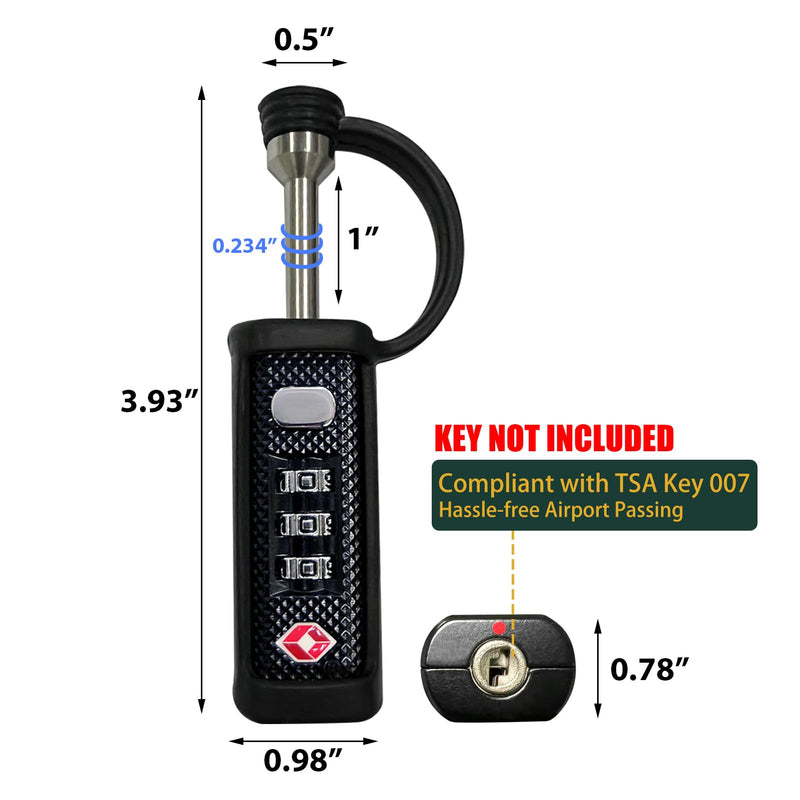 LAFENLIN TSA Lock for Gun Case, 3-Dial Combo Padlock | TSA-approved Combo Padlock (No key). Cut-resistant Steel Shaft, Weatherproof. Fits Rifles,Pistols, Cameras,Cases & Ammo Boxes Black-2 Pack