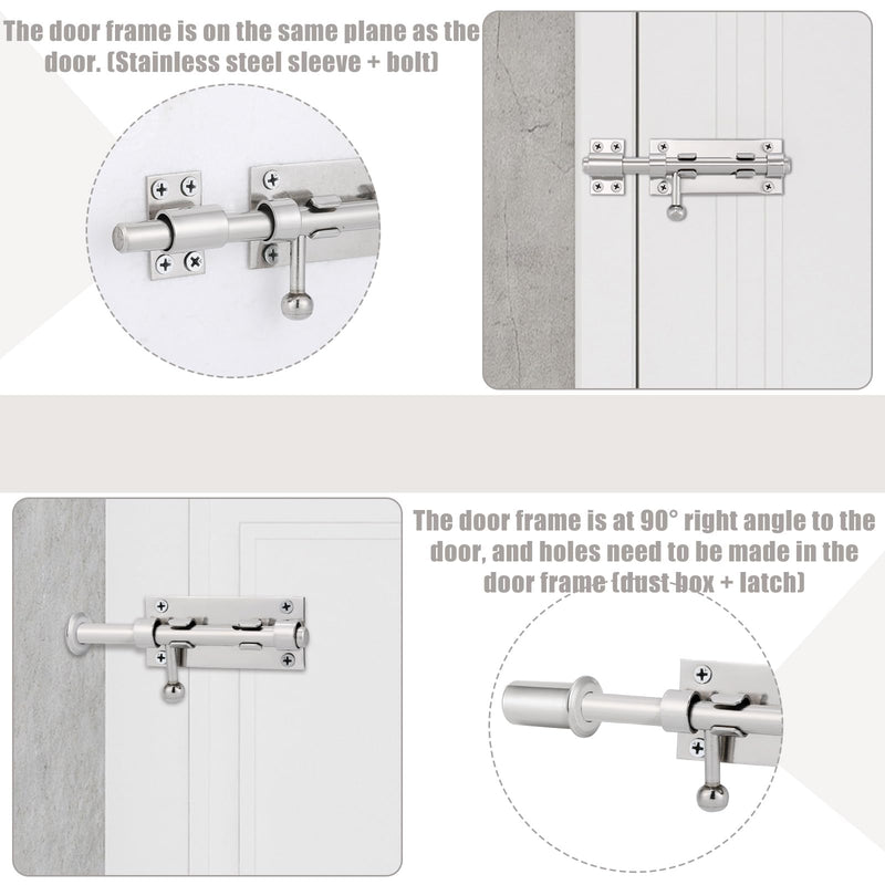 Tandefio 3 Pack 6.3 Inch Slide Bolt Gate Latch with Padlock Hole 304 Stainless Steel Barrel Bolt Latch Heavy Duty Door Security Lock Thickened Door Hardware for Barn Fence Shed Yard(Silver) Silver
