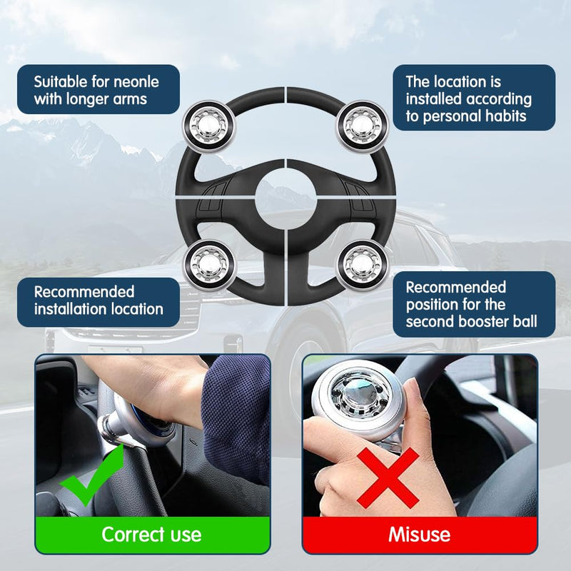 Steering Wheel Knob Spinner, Car Steering Wheel Spinner Accessory Knob, Car Accessories Vehicle Steering Wheel Spinners Ball Durable Suicide Knob Universal Fit for All Cars, Trucks, Semis Black