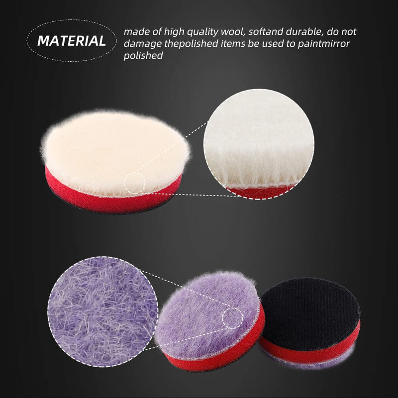 SPTA Mini Polishing Pads Set, 21pcs 1.6 inch/40mm Sponge & Wool Buffing Pads, Car Detail Polishing & Waxing Kit, Mix Colors, Small Area 1.6inch (40mm)