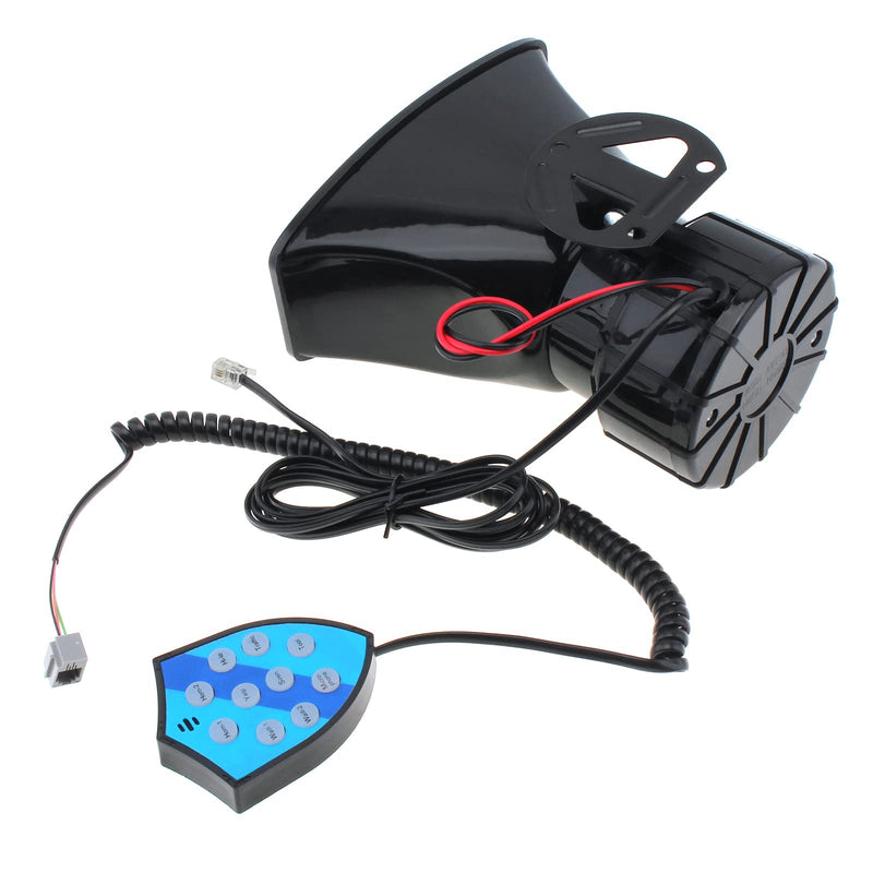 Car Speaker 100W 9 Sounds 12V Car Siren Horn Speaker with Hook Bracket, Call Function, 120-125dB Warning Alarm Electronic Horn