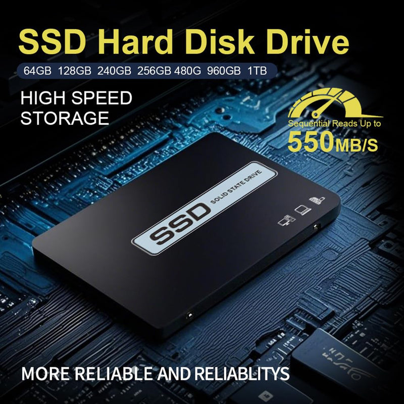 128GB 2.5" SSD SATA III Internal Solid State Drive, 550MB/s Read with 3D NAND Flash for Laptop & Desktop PC Upgrade