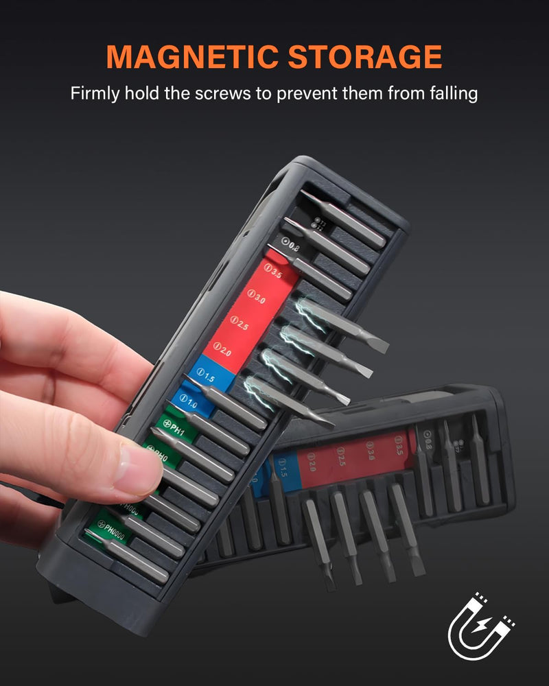 3.7v Mini Electric Screwdriver Set, Precision Screwdriver Set with 5 Torque Settings, LED Light, Magnetic Storage, Magnetizer, Repair Tool Kit for Electronics Phone Camera Laptop Watch