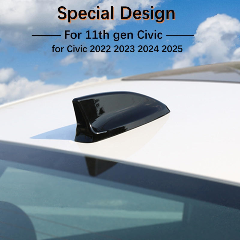 for Civic 2022 2023 2024 2025 2026, Car Shark Fin Antenna Topper Cover Trim Exterior Decoration Sticker for 11th gen Civic Accessories - Glossy Black Civic Antenna cover