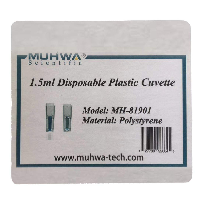 1.5ml Disposable Plastic Cuvette Polystyrene Cuvette with Two Light Windows Pack of 100 1.5 ml