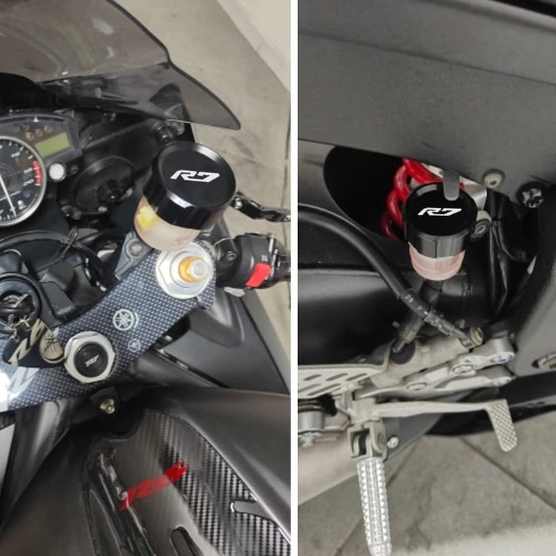 MOWOK For YAMAHA YZF R7 YZF-R7 YZFR7 2021 2022 2023 2024 Motorcycle Accessories Front Rear Brake Fluid Oil Cylinder Reservoir Cover (Black) Black