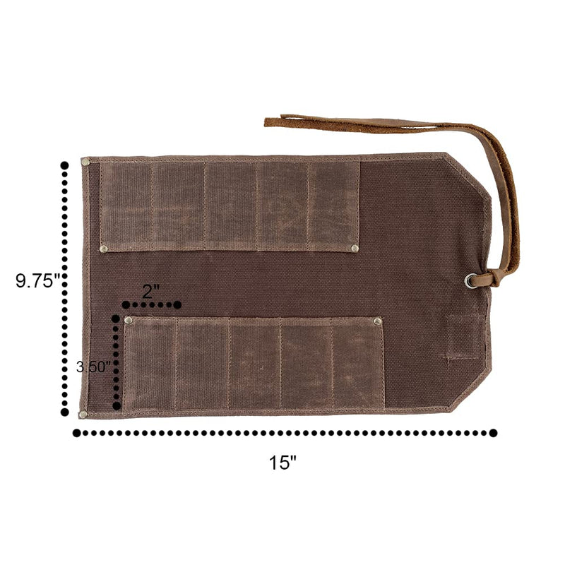 Durable Waterproof Waxed Canvas Tool Roll Handmade by Hide & Drink Honey Bourbon