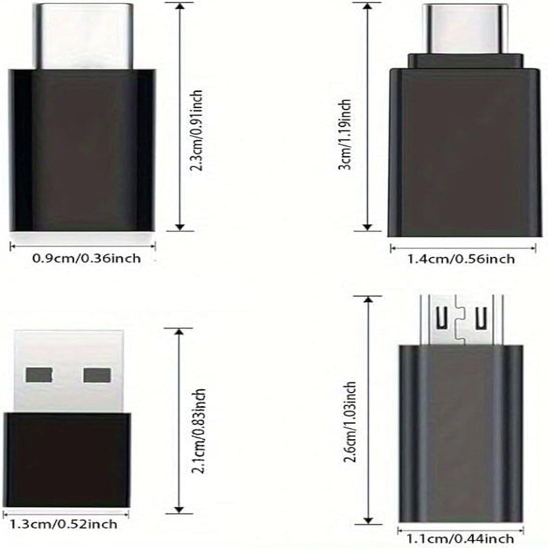 4 Pack USB to USB Adapters Mixed Type Converters for Charging and Data Transfer with Computers and Peripherals 4