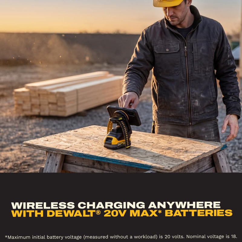 DEWALT 2-in-1 Magnetic Wireless Charger for Phone & Apple Watch – Compatible with 20V MAX Batteries, MagSafe Charging Stand, USB-C Powered, Portable Wireless Charging Station (Battery Sold Separately) 2-in-1 Charger