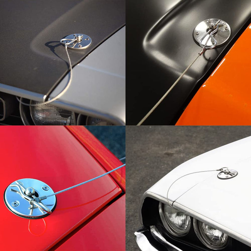 Watris Veiyi Hood Pins for Truck - 4in Threaded Engine Hood Pin Plate Lock, Car Modified Accessory