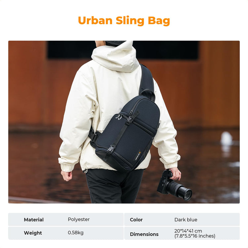 K&F Concept Camera Sling Bag Crossbody Bag Camera Shoulder Backpack DSLR/SLR/Mirrorless Photography Bags Compatible with Canon/Nikon/Sony/Fuji/Gopro/DJI Blue