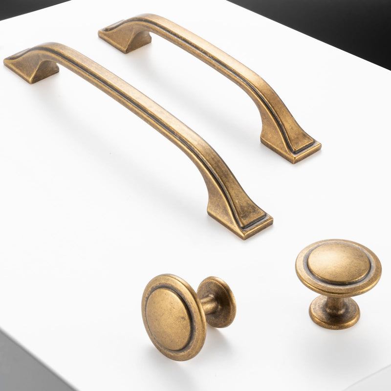 10 Pack Antique Brass Cabinet Pulls 3 Inch Vintage Brass Cabinet Handles Antique Brass Hardware for Kitchen Cabinets 8222 Drawers Bedroom Dresser Bathroom Vanity Cupboard 3 Inches 10 Pack Arch Pull