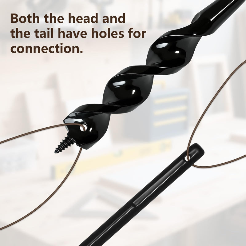 54 Inch Flexible Installer Drill Bit for Wire Pulling, 1/2" Auger with Screw Point & Fish Eye, 3/16" Anti-Slip Hex Shank, Includes Storage Tube for Walls Ceilings Conduits Electrical Installation