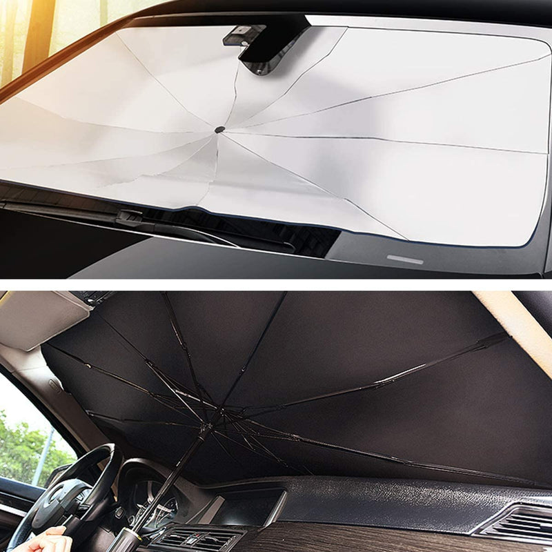 helloleiboo Car Windshield Sun Shade UV Rays and Heat Sun Visor Protector Foldable Reflector Umbrella brella Shield 57 * 31 inches
