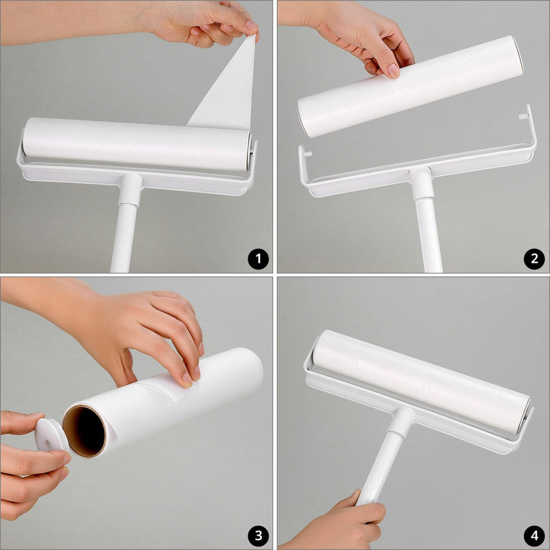 QWORK® 9.5'' Large Extendable Lint Roller for Pet Hair with Dust-Proof Cover, 6 Refills (300 Sheets), Adjustable Length Handle