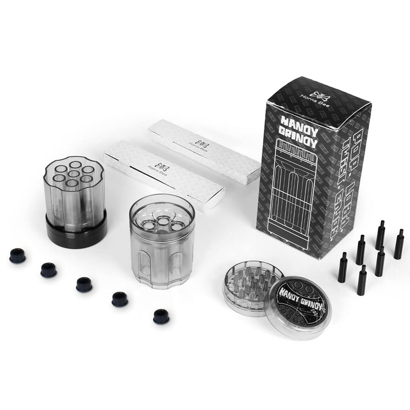 Horns Bee Portable Herb Grinder - Cone Rolling Machine 6 Loader At Once (Pre-Roll Cones Included), All-in-One Cone Loader, Pre Roll Machine Spice Grinders for Herbs Accessories with Mess-Free Loading