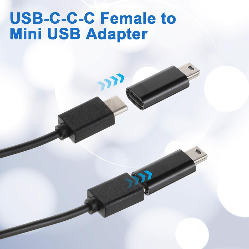 4 Pcs USB-C to Mini USB Adapter Type C Female to Mini USB 2.0 Male Convert Connector Compatible with Camera GPS Dash Cam MP3 Player and Other Devices Supports Charge & Data Sync