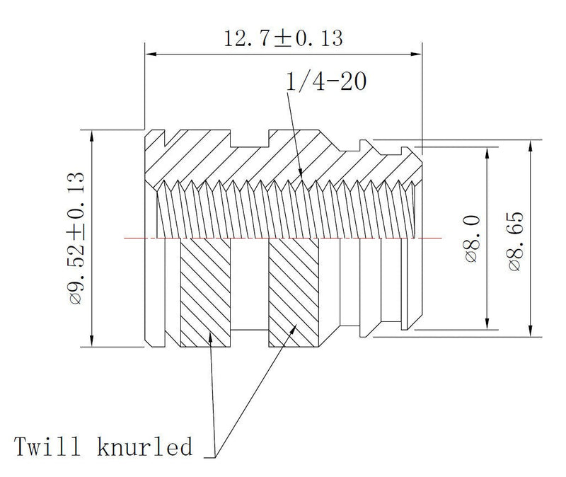 [initeq] #1/4-20 1/4" Threaded Heat Set Inserts for 3D Printing (100, Long) 100