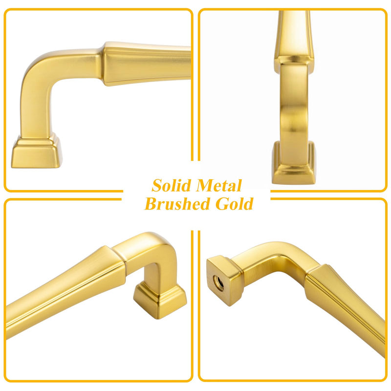 5 Pack 7-1/2 Inch Brushed Gold Cabinet Pulls Gold Cabinet Handles Gold Drawer Pulls 3175 Cabinet Hardware for Kitchen Cabinets Drawers Bedroom Dresser Bathroom Vanity 7-1/2 In Hole Distance 5