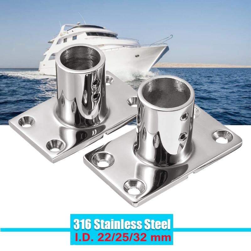 Marine Boat Rectangular Base，Heavy Dudy 316 Stainless Steel Yacht Hand Rail Fitting Rail Tube Stanchion Base Column Accessories 1 1/4inch Option：90 Degree