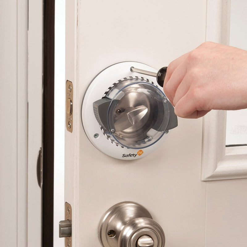 Safety 1st Secure Mount Deadbolt Lock & Parent Grip Door Knob Covers, White, One Size,4 Count (Pack of 1) (HS3260600)
