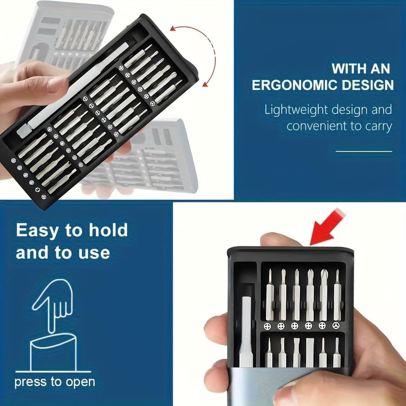 Precision Screwdriver Set 25-in-1, Compact Portable Design Multifunctional Repair Tool for Mobile Phone, Laptop, Electronics - Magnetic Bits Kit for Glasses, Watch, Game Console One Size