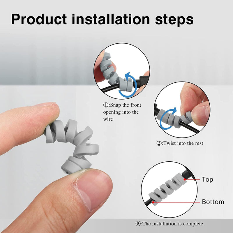 2 Pcs Charging Cable Protector TP Spiral Charger Cable Savers for Cords Micro USB Protector, Mouse Saver, Suit for Cell Phones, Computers(Grey)