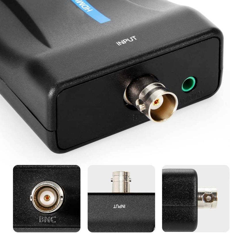 BNC to HDMI Converter Adapter Female CVBS BNC HDMI Connector Coaxial Composite Transfer Analog Video Audio Input 1080P Output HDCP Hook Security Camera DVRs Surveillance AC1420 CCTV for Monitor HD TV