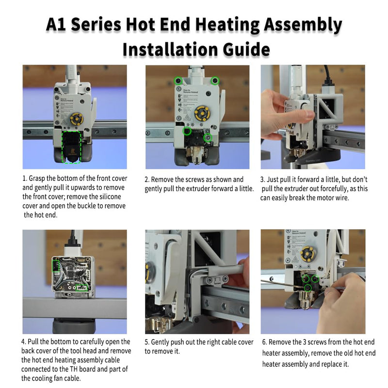 Upgraded Bamboo lab Original A1 Hotend Heating Assembly Kit for Bambu Lab A1, A1 Mini 3D Printer Hot End Heating Component 3D Printer Accessories