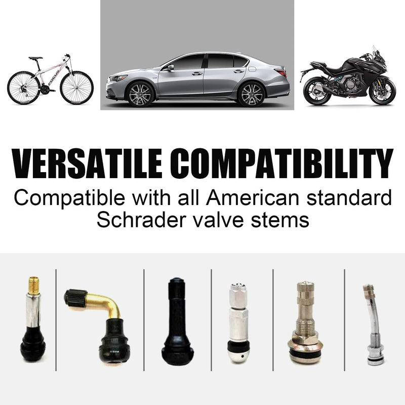 Tire Valve Stem Caps - (5 Pack) Metal Air Caps with Plastic Liner, Corrosion Resistant, Leak-Proof, Universal Stem Covers for Cars Trucks Motorcycles and Bikes - Silver No Pattern