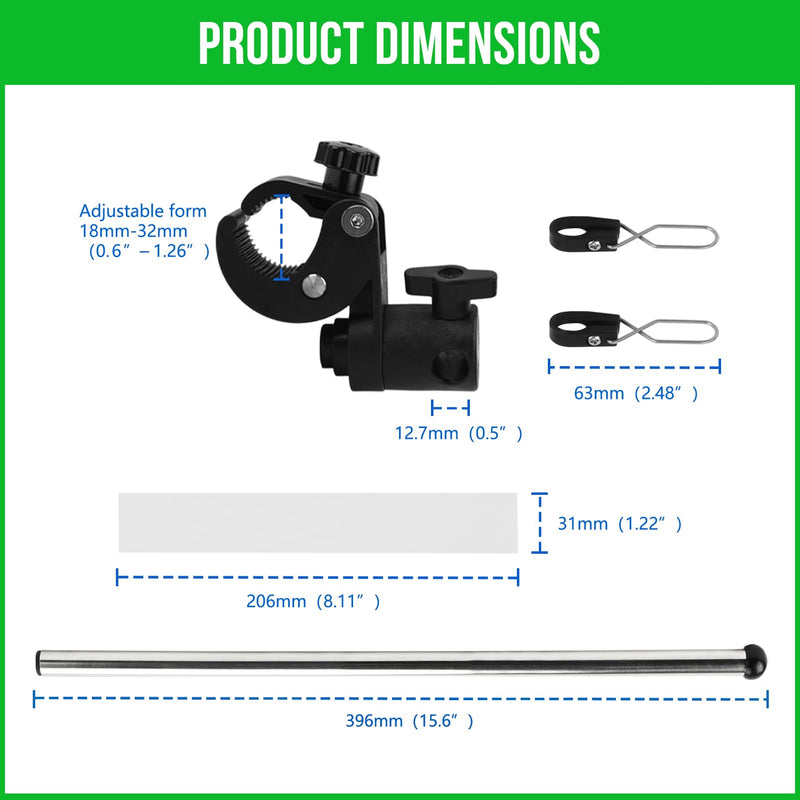 Stainless Steel Rail Mount Boat Pulpit Staff (7/8" - 1-1/4 "), Boat Yacht Marine Flag Pole (1pc)