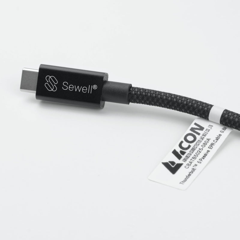 Sewell Thunderbolt 5 Cable [Intel Certified], 80Gbps/120Gbps Bandwidth Boost, 240W Charging, Dual 8K Displays, Braided 3.3 ft (1m) USB-C, Compatible with MacBook, USB4, and Thunderbolt 4/3 3.3 Feet