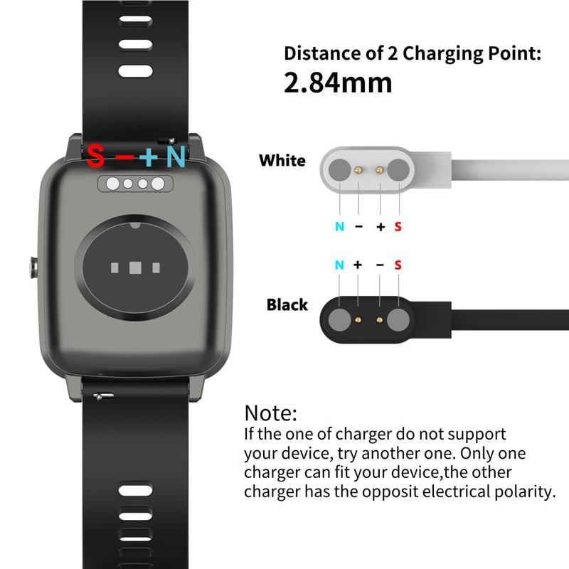 Charger Cable Intended for Cubitt CT4/CT3/CT2 Pro/CT2S Smart Watch Charger 1.6ft USB Portable Magnetic Charging Cord Cable Compatible with Cubitt CT4/CT3/CT2 Pro/CT2S Replacement Charger (Black&White) Black&White