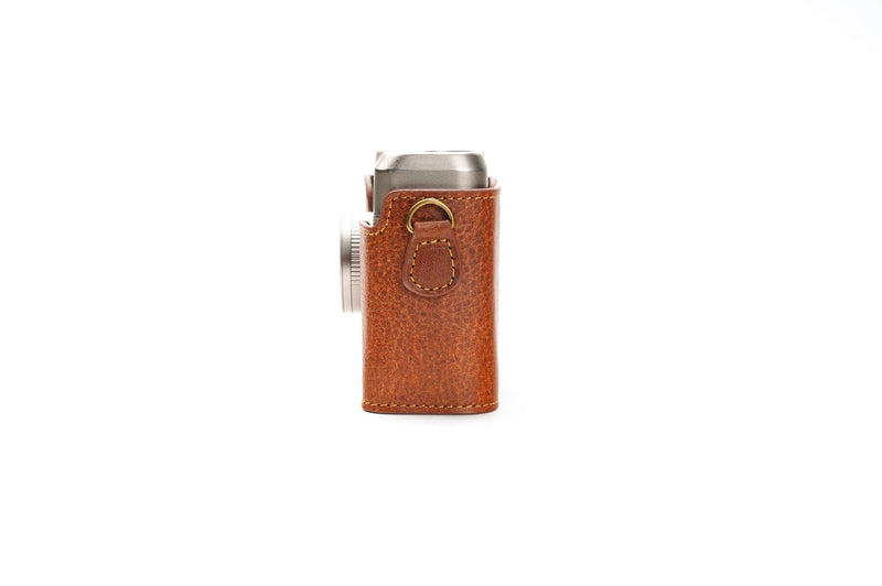 Contax T2 Case, BolinUS Handmade Genuine Real Leather Half Camera Case Bag Cover for Contax T2 Camera With Hand Strap (LavaBrown) LavaBrown