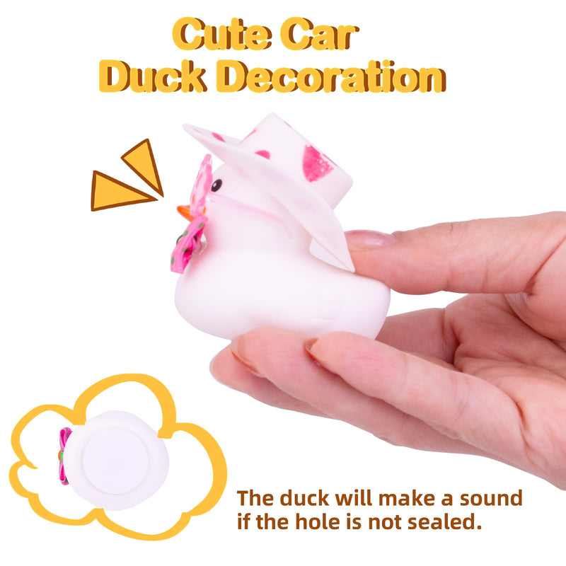 Rubber Duck Car Ornament, Cute White Duck Car Dashboard Decoration Accessories with Mini Hat Sunglasses and Skirt A21-White-Purple Skirt