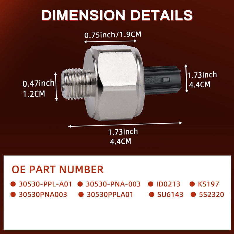 Knock Sensor 30530-PPL-A01 30530PPLA01 30530-PNA-003 KS197 SU6143 5S2320 1580917 Fit for Acura for Honda Accord Civic CR-V RDX RSX TSX Element 2002-2012 Car Replacement Detonation Sensors