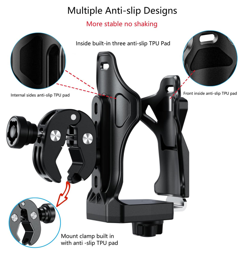 Kewig Anti-Theft Motorcycle Cup Holder, Extra Large Adjustable Size Bike Water Bottle Holder for 1.95 – 3.6" Diameter Bottles, Motorcycle Drink Holder for Stroller, Moto, Bicycle, Scooter, Wheelchair