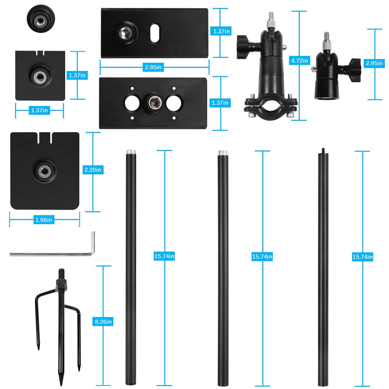 Universal Ground Stake Mount Bracket for Outdoor Security Cameras and Solar Panels, Compatible with Ring, Blink, Eufy, Google Nest, Arlo, Wyze, SimpliSafe, 1/4 Screw Cameras (Black)