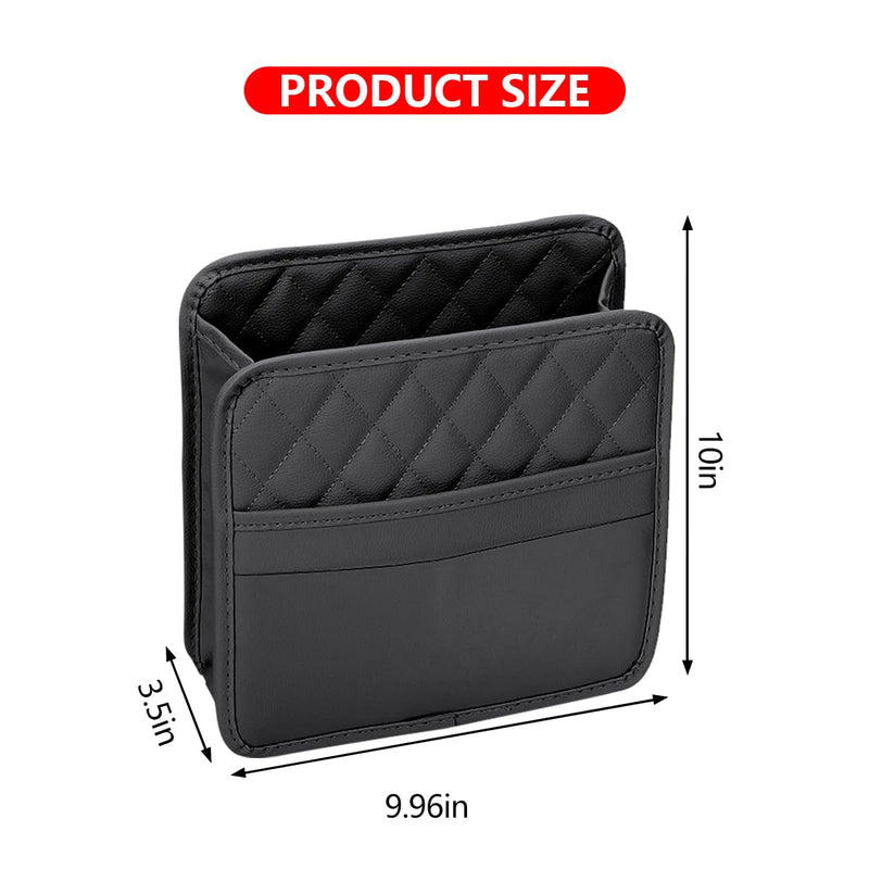 Mandark Car Seat Back Organizer, PU Leather Vehicle Backseat Hanging Storage Pocket, Multipurpose Auto Travel Essentials Accessories for Kids & Adults, Universal for Most Cars (Black) Black