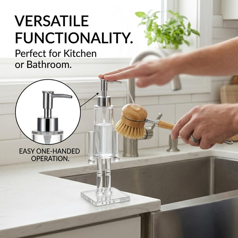 Seasonal Nutcracker Soap Dispenser 160ml, Refillable Clear Acrylic Liquid Soap Bottle with Pump, Leak-Free， Festive Bathroom & Kitchen Decor & Gift (2-Pack)