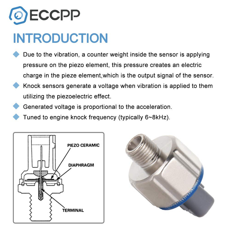 ECCPP Knock Detonation Sensor compatible with 1990-1997 for Lexus LS400 4.0L,1992-1997 for Lexus SC400 4.0L,1992-1995 for Toyota 4Runner 2.4L,1992-1995 for Toyota 4Runner 3.0L 89615-50010