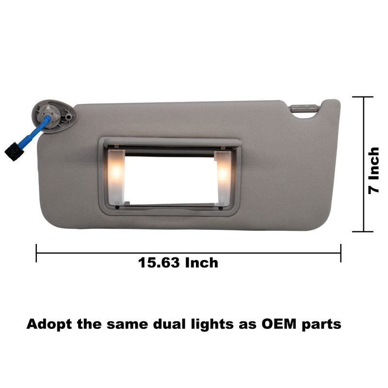 NHILES Left Driver Side Sun Visor Compatible with Honda Accord 2008 2009 2010 2011 2012 2013 2014 2015 2016 2017 with Light Replaces # 83280-TA5-A51ZA (Grey) Gray(Left Driver Side)