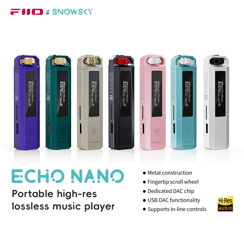 FiiO SNOWSKY Echo Nano Retro HiFi Music Player with Scroll Wheel, CS43131 DAC, USB DAC, Lossless Audio Player Supporting DSD256/FLAC/WAV/MP3, 3.5mm Output, 256GB Expansion (Black) Black