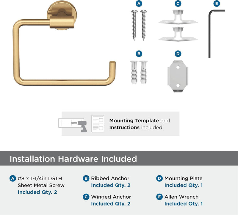 Amerock BH26541CZ | Champagne Bronze Towel Ring | 5 inch (127 mm) Width Towel Holder | Arrondi | Hand Towel Holder for Bathroom Wall | Small Kitchen | Bath Accessories