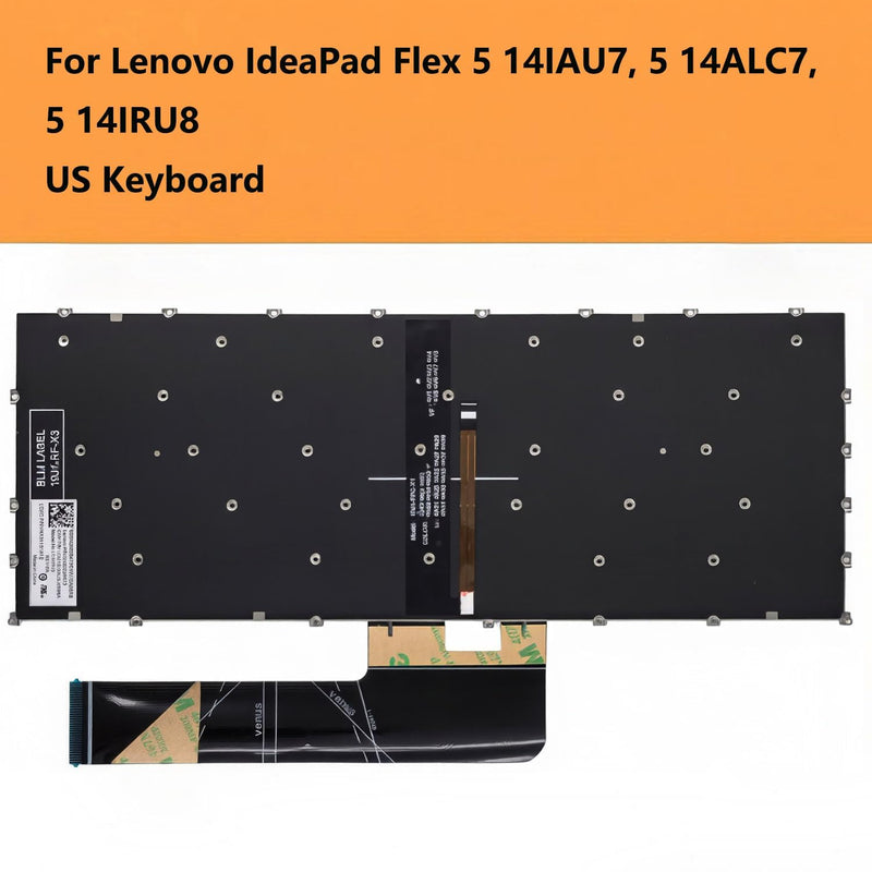 Replacement US Backlit Keyboard for Lenovo IdeaPad Flex 5 14IAU7 | for Ideapad Flex 5 14ALC7, Flex 5 14IRU8, Flex 5 14ABR8, Flex 7 14IAU7, Flex 7 14IRU8, Gray Plastic Keyboard