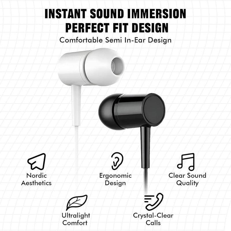 2 Pack Ergonomic Wired Earbuds, 3.5mm in-Ear Headphones with Microphone, Noise Reduction, Durable Tangle-Free Cord for Online Learning Meeting Gym