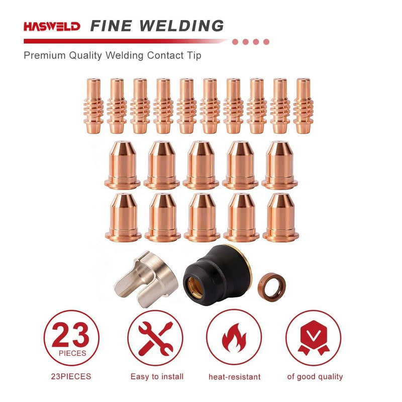 fits Harbor Freight Titanium Plasma65 TI-PC65 iPT-65 56255 56811 59182 58895 59164 Plasma cutter consumables Nozzles Electrodes Cups kits (23pk tips Kits) Plasma 65 IPT-65 23PK
